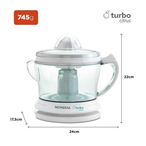 Espremedor de frutas 25 watts dupla rotação Power Turbo Citrus - E-01 220V Espremedor de frutas 25 watts dupla rotação Power Turbo Citrus - E-01 220V