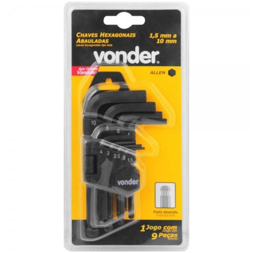 Jogo de chave allen 1,5 a 10 mm com 9 pe�as - 35.73.151.000