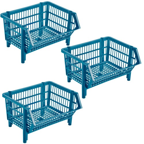 Cesto expositor pl�stico empilh�vel 24 x 44 x 34 cm COPAZ 3 Pe�as