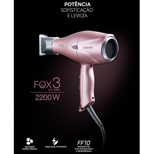 Secador de cabelo 2200 watts 5 temperaturas - Fox �on 3 Rose  220V