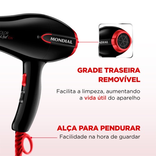 Secador de cabelo 1.900 watts Turbo Color Red - SC-41 110V Secador de cabelo 1.900 watts Turbo Color Red - SC-41 110V