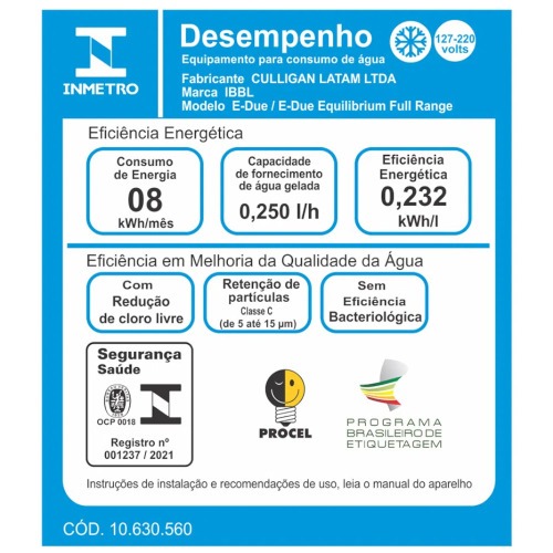 Purificador de �gua eletr�nico bivolt - E-Due Equilibrium