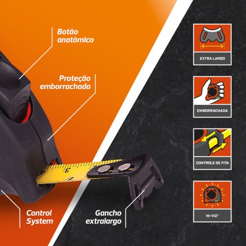 Trena com fita de a�o 19 mm x 5 m com trava - L600