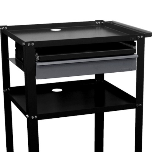 Rack m�vel aberto para computador com gaveta - Dark