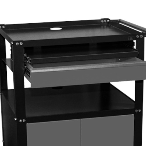 Rack m�vel semi fechado para computador com gaveta - Dark