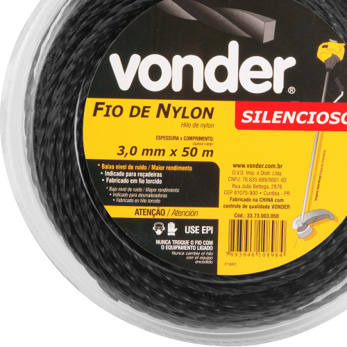 Fio de nylon para ro�adeira 3,0 mm x 50 m modelo silencioso