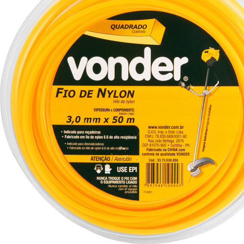 Fio de nylon quadrado 3 mm x 50 metros para ro�adeiras