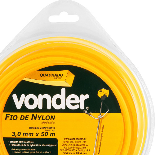 Fio de nylon quadrado 3 mm x 50 metros para ro�adeiras
