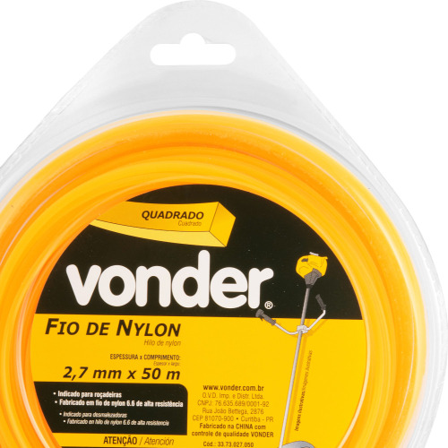 Fio de nylon quadrado 2,7 mm x 50 metros para roçadeira - 33.73.027.050 Fio de nylon quadrado 2,7 mm x 50 metros para roçadeira - 33.73.027.050