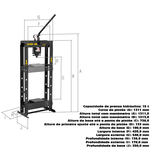 Prensa hidráulica capacidade de 15 toneladas Prensa hidráulica capacidade de 15 toneladas