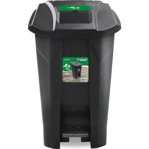 Lixeira pl�stica 120 litros com roda pedal e tampa click