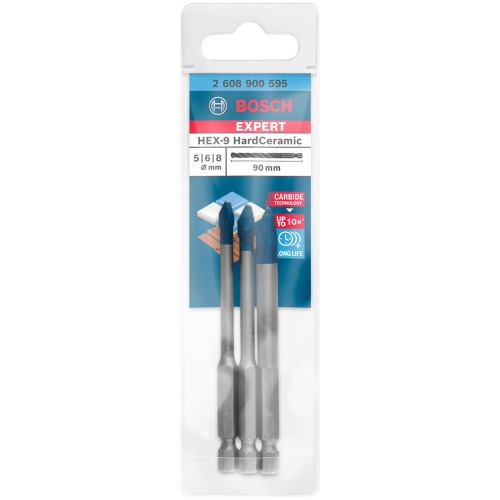 Jogo de broca para porcelanato 5 a 8 mm Hardceramic com 3 pe�as - HEX-9