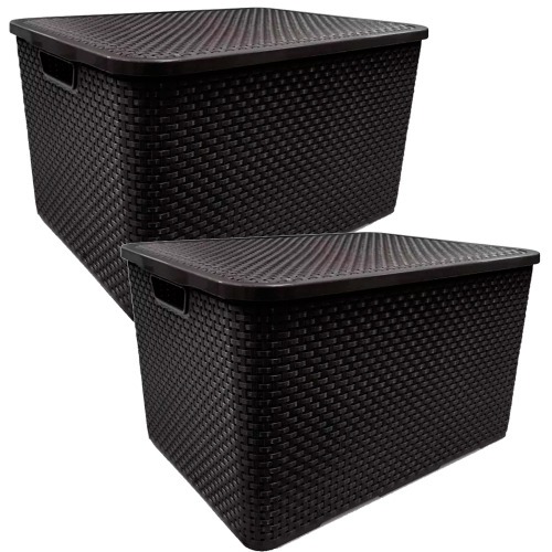 Kit 2 Caixas organizadoras com tampa 15 litros - Rattan