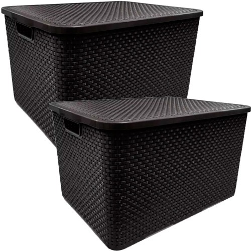 Kit 2 caixas organizadoras com tampa 20 litros - Rattan