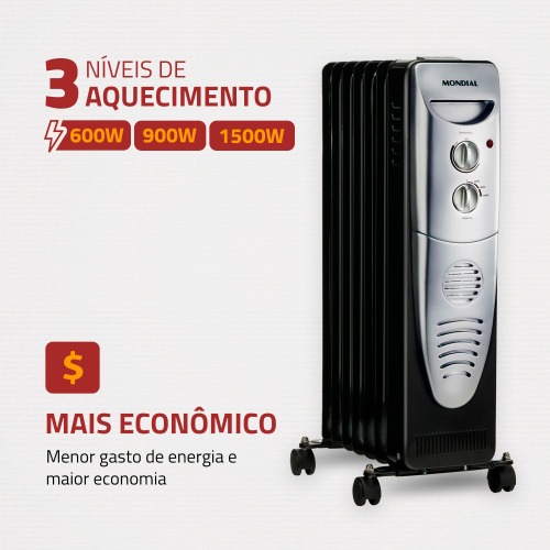 Aquecedor de ambientes 1.500 watts a �leo - A-06  110V