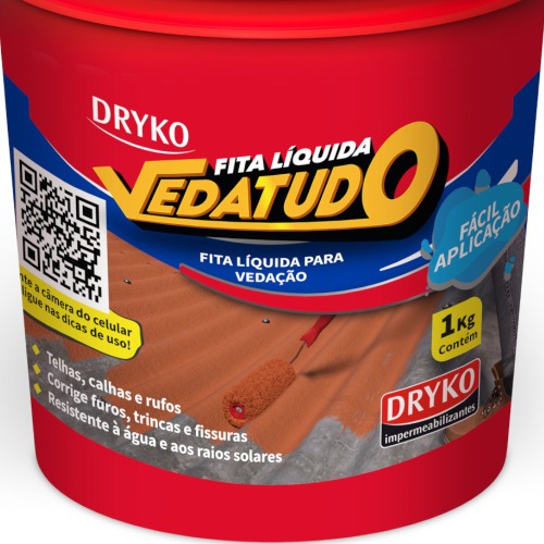 Impermeabilizante fita líquida 1kg terracota Vedatudo Impermeabilizante fita líquida 1kg terracota Vedatudo