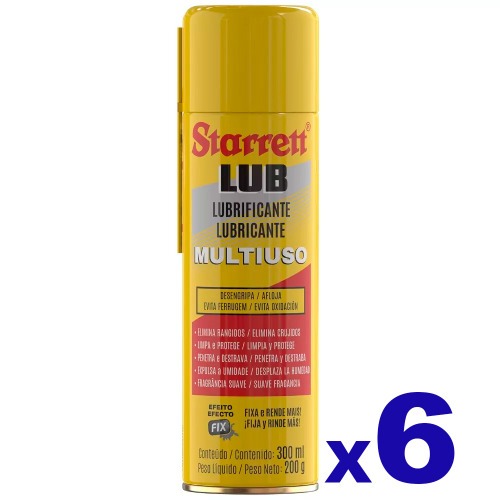 Kit 6 óleos lubrificante desengripante multiuso 300 ml - Lub Starrett Kit 6 óleos lubrificante desengripante multiuso 300 ml - Lub Starrett