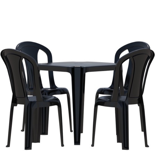 Conjunto de mesa Coruripe com 4 cadeiras pl�sticas sem bra�o