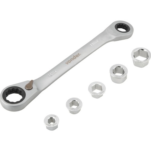 Chave estrela com catraca e 5 soquetes intercambi�veis 8 a 19 mm