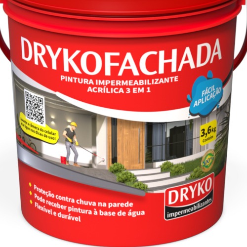 Impermeabilizante líquido 3,6 litros 3 em 1 para fachadas - DRYKOFACHADA Impermeabilizante líquido 3,6 litros 3 em 1 para fachadas - DRYKOFACHADA