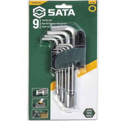 Jogo de chave allen hexagonal longa 1,5 a 10 mm com 9 pe�as