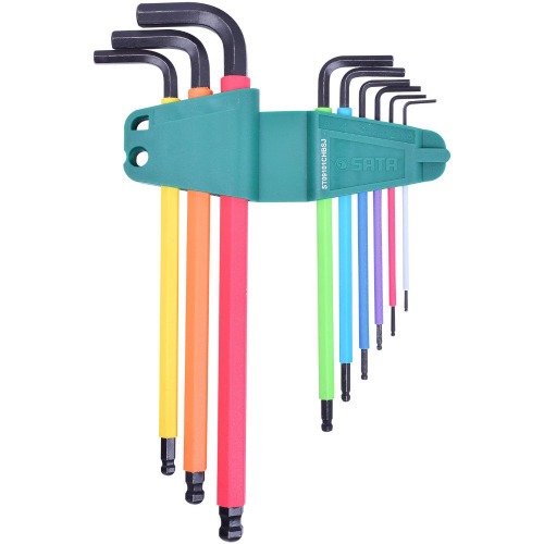 Jogo de chave allen hexagonal longa 1,5 a 10 mm coloridas com 9 pe�as
