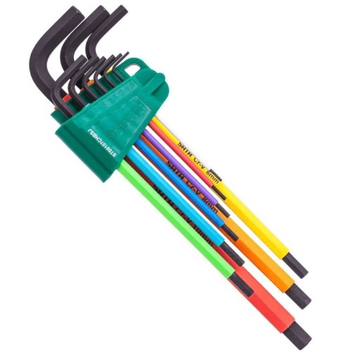 Jogo de chave allen hexagonal longa 1,5 a 10 mm coloridas com 9 pe�as