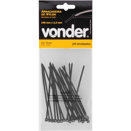 Abra�adeira de nylon 10 cm com 20 pe�as