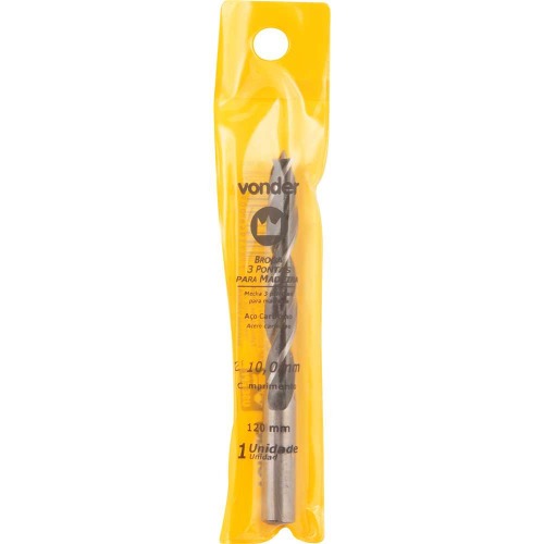 Broca de 3 pontas para madeira 10 mm em a�o carbono - 53.01.100.000