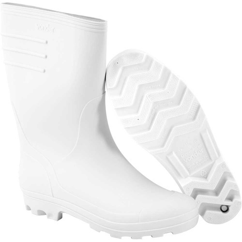 Bota de PVC branca cano m�dio com forro 