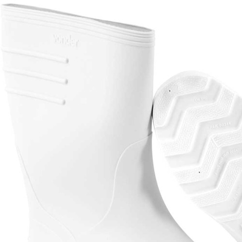 Bota de PVC branca cano m�dio com forro 