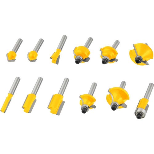 Jogo de fresas para madeira haste 6 mm com 12 pe�as 