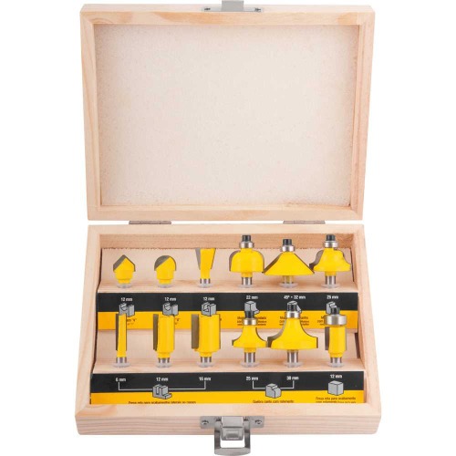 Jogo de fresas para madeira haste 6 mm com 12 pe�as 