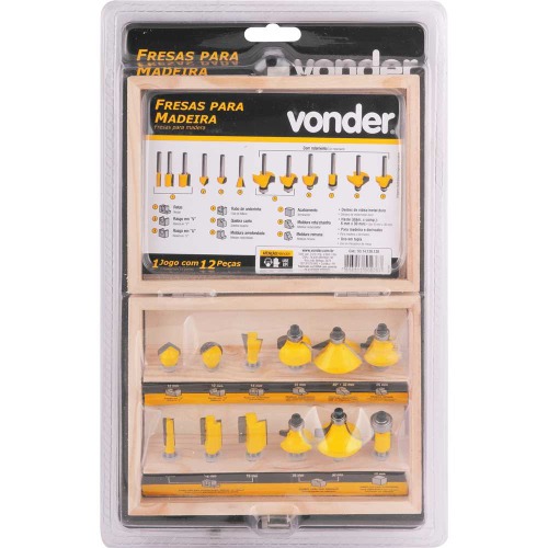 Jogo de fresas para madeira haste 6 mm com 12 pe�as 