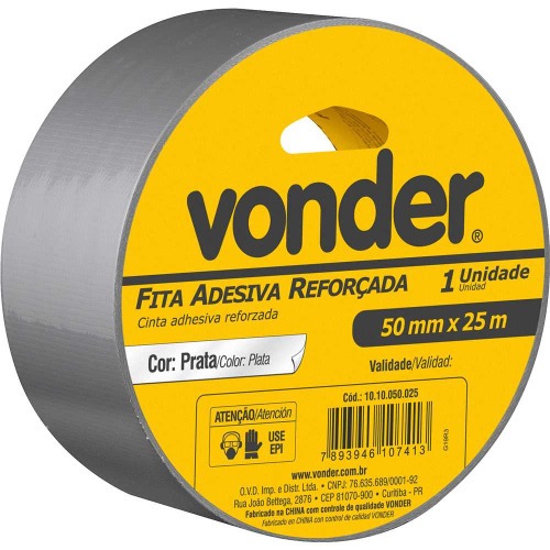 Fita adesiva refor�ada 50 mm x 25 m prata