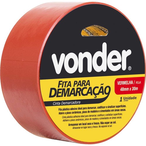 Fita adesiva para demarca��o 48 mm x 30 m vermelho