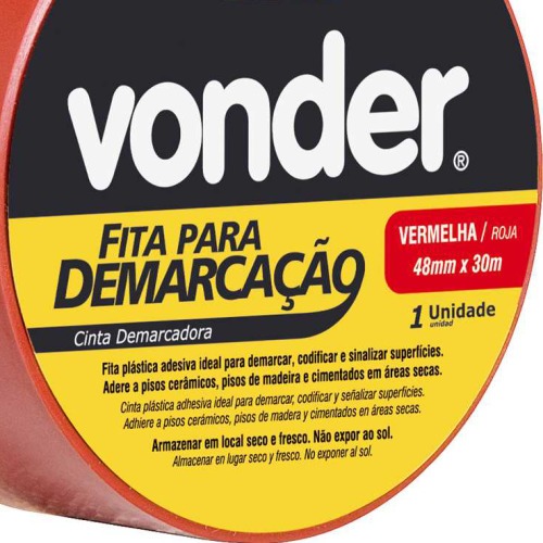 Fita adesiva para demarca��o 48 mm x 30 m vermelho