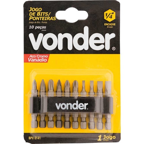 Jogo de bits e ponteiras encaixe sextavado de 1/4