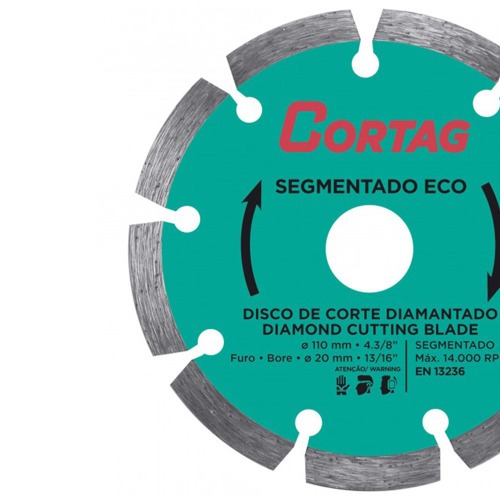 Disco diamantado segmentado 110 mm para concreto e alvenaria - 61699