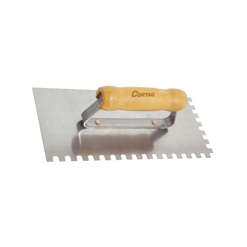 Desempenadeira em a�o dentada com cabo de madeira 8x8mm - 60700