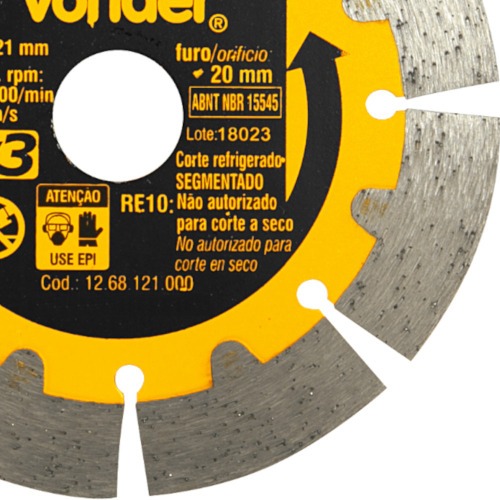 Disco diamantado segmentado 121 mm para concreto e alvenaria - V3