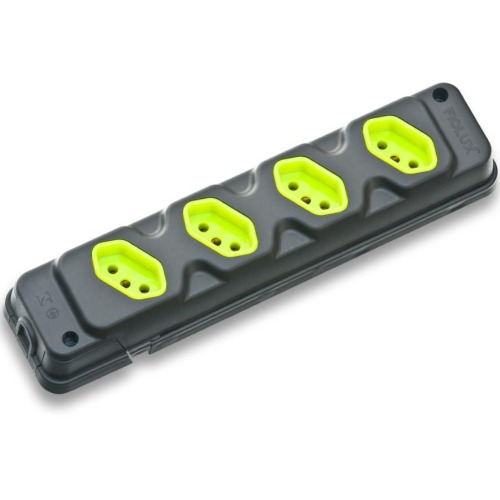 Tomada em barra para extensão com 4 tomadas 2P+T 20A preto/verde - Robust Tomada em barra para extensão com 4 tomadas 2P+T 20A preto/verde - Robust