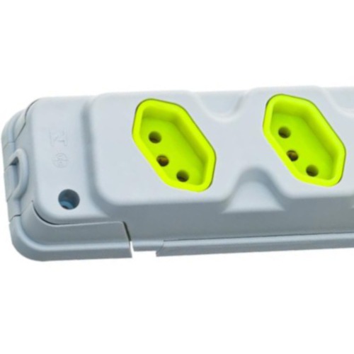 Tomada em barra para extens�o com 4 tomadas 2P+T 20A cinza/verde - Robust