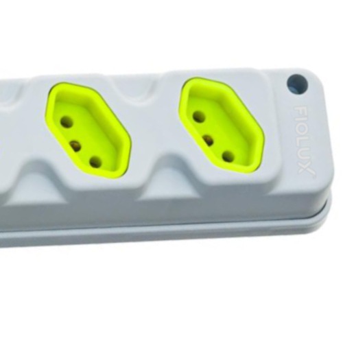 Tomada em barra para extens�o com 4 tomadas 2P+T 20A cinza/verde - Robust