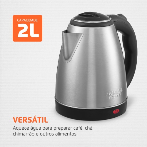 Chaleira el�trica 2 litros 1.200 watts Premium Inox - CE-06  110V