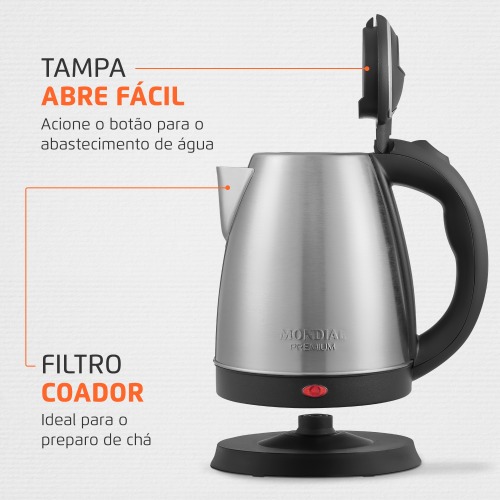 Chaleira elétrica 2 litros 1.200 watts Premium Inox - CE-06 220V Chaleira elétrica 2 litros 1.200 watts Premium Inox - CE-06 220V