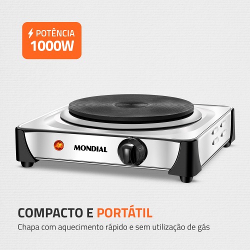 Fog�o el�trico de mesa 1 prato 1.000 watts - Fast Cook  220V