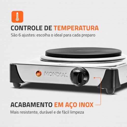 Fog�o el�trico de mesa 1 prato 1.000 watts - Fast Cook  220V
