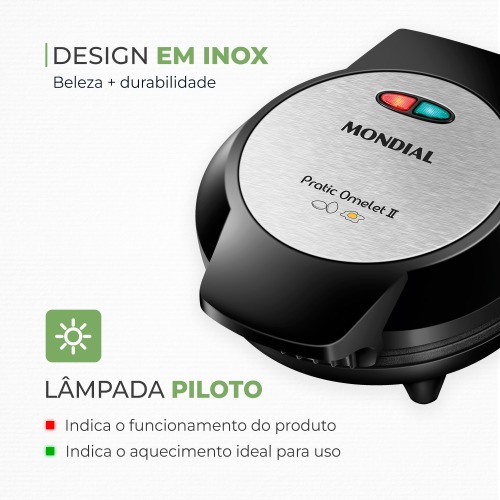 Omeleteira el�trica 800 watts Pratic Omelet II - OM-04-BI  110V