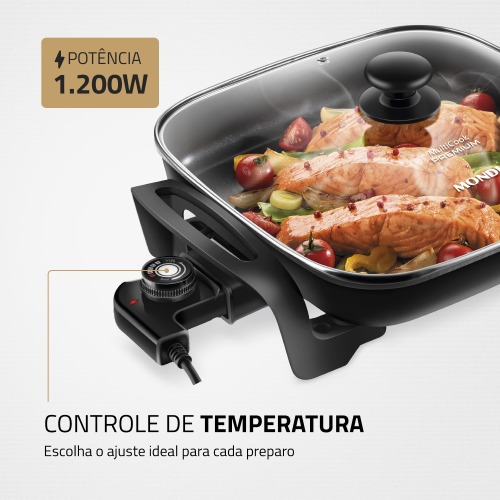 Panela el�trica quadrada 1.200 watts Quad Multicook - PE-49   110V